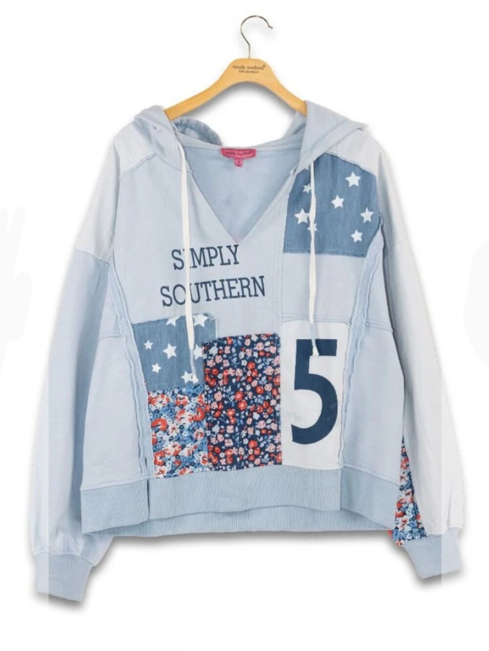 XL Simply Southern USA Patchwork Hoodie-NWT